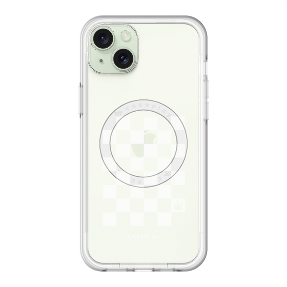 スリムプロテクションプレミアムケース with MagSafe［ Racing checkered flag White - レーシングチェッカーフラッグ ホワイト ］