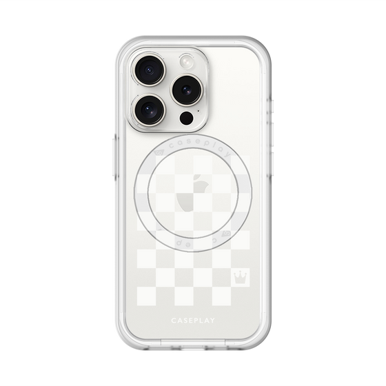 スリムプロテクションプレミアムケース with MagSafe［ Racing checkered flag White - レーシングチェッカーフラッグ ホワイト ］