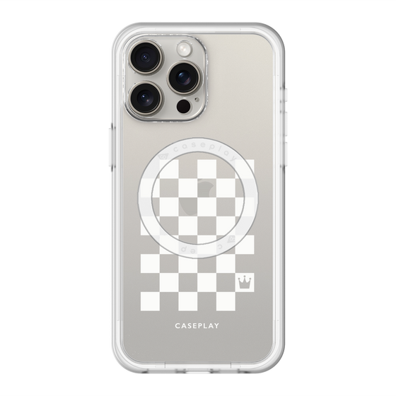 スリムプロテクションプレミアムケース with MagSafe［ Racing checkered flag White - レーシングチェッカーフラッグ ホワイト ］