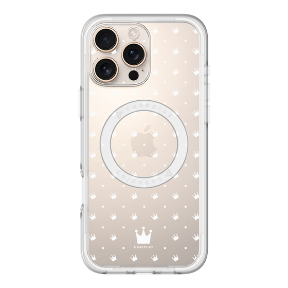 スリムプロテクションプレミアムケース with MagSafe［ CASEPLAY Crown dots White - ケースプレイ・クラウン・ドッツ ホワイト ］