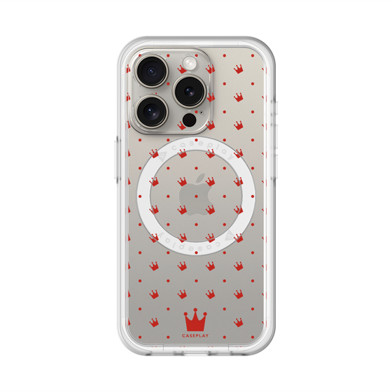スリムプロテクションプレミアムケース with MagSafe［ CASEPLAY Crown dots Red - ケースプレイ・クラウン・ドッツ レッド ］