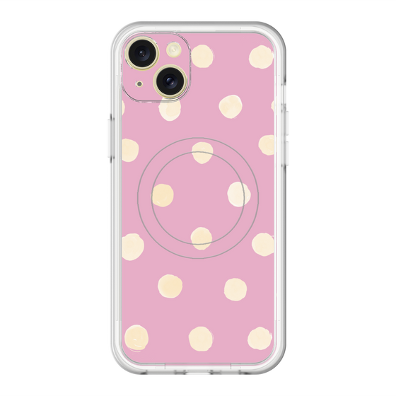 スリムプロテクションプレミアムケース with MagSafe［ 水彩ドット・レトロカラー - Pink ］