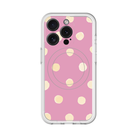 スリムプロテクションプレミアムケース with MagSafe［ 水彩ドット・レトロカラー - Pink ］