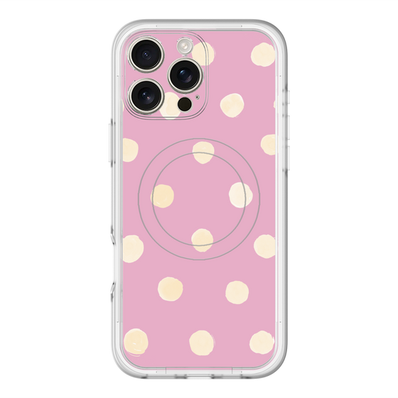 スリムプロテクションプレミアムケース with MagSafe［ 水彩ドット・レトロカラー - Pink ］