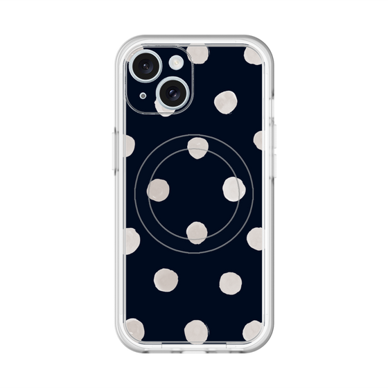 スリムプロテクションプレミアムケース with MagSafe［ 水彩ドット・レトロカラー - Navy ］