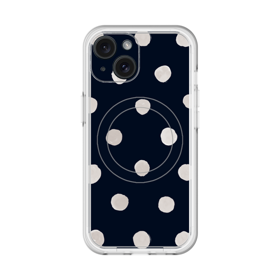 スリムプロテクションプレミアムケース with MagSafe［ 水彩ドット・レトロカラー - Navy ］