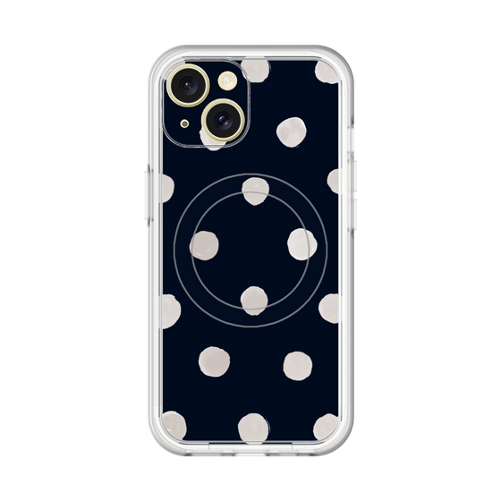 スリムプロテクションプレミアムケース with MagSafe［ 水彩ドット・レトロカラー - Navy ］