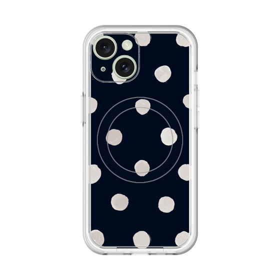 スリムプロテクションプレミアムケース with MagSafe［ 水彩ドット・レトロカラー - Navy ］