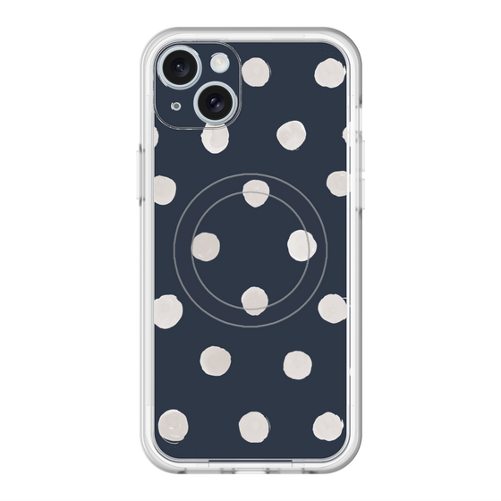 スリムプロテクションプレミアムケース with MagSafe［ 水彩ドット・レトロカラー - Navy ］