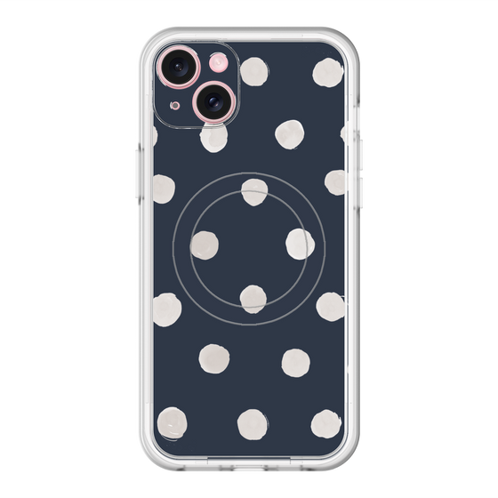 スリムプロテクションプレミアムケース with MagSafe［ 水彩ドット・レトロカラー - Navy ］
