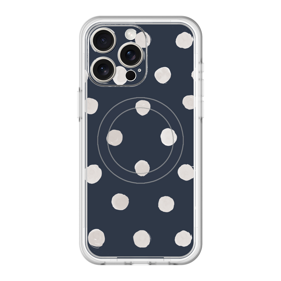 スリムプロテクションプレミアムケース with MagSafe［ 水彩ドット・レトロカラー - Navy ］