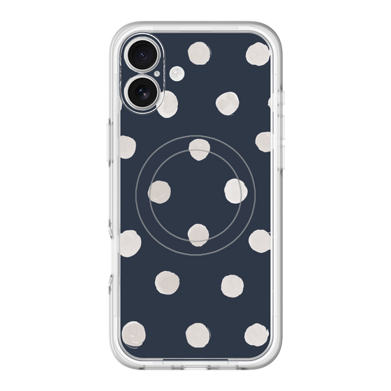 スリムプロテクションプレミアムケース with MagSafe［ 水彩ドット・レトロカラー - Navy ］