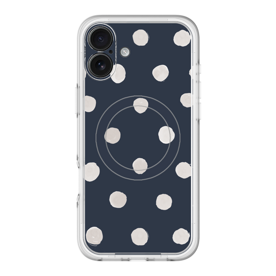 スリムプロテクションプレミアムケース with MagSafe［ 水彩ドット・レトロカラー - Navy ］