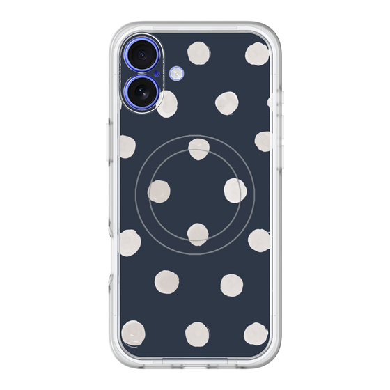 スリムプロテクションプレミアムケース with MagSafe［ 水彩ドット・レトロカラー - Navy ］