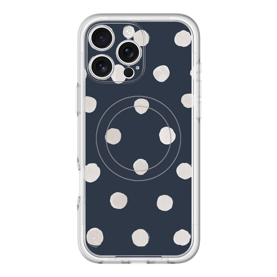 スリムプロテクションプレミアムケース with MagSafe［ 水彩ドット・レトロカラー - Navy ］
