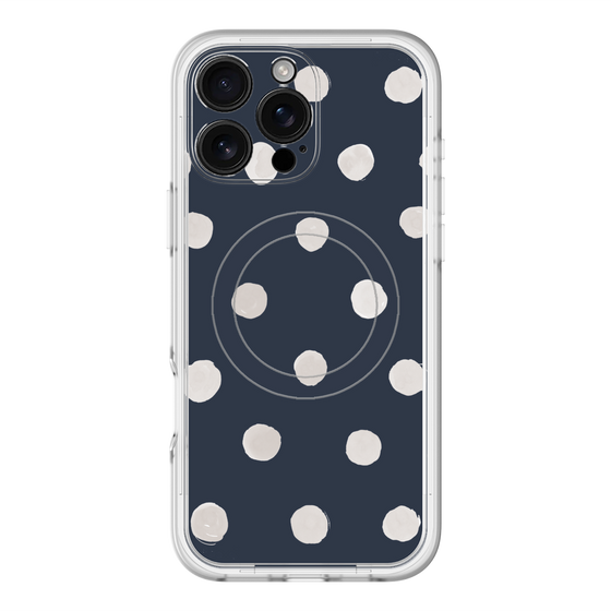 スリムプロテクションプレミアムケース with MagSafe［ 水彩ドット・レトロカラー - Navy ］