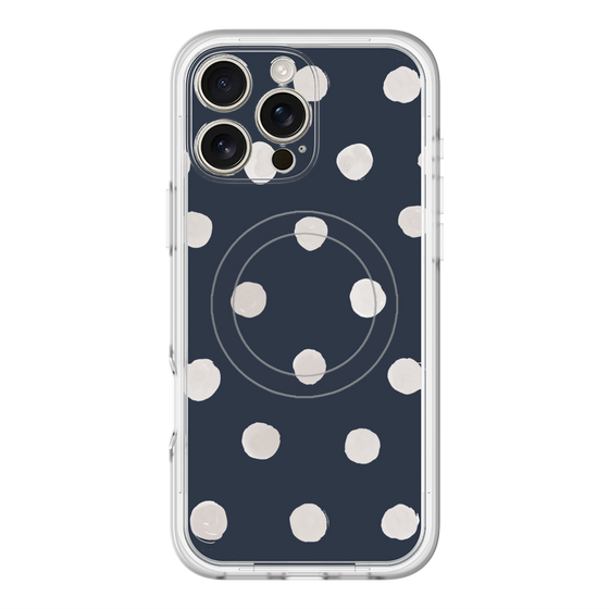 スリムプロテクションプレミアムケース with MagSafe［ 水彩ドット・レトロカラー - Navy ］