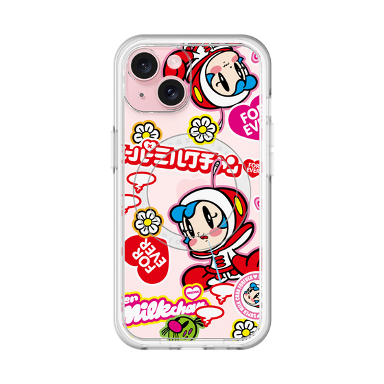 スリムプロテクションプレミアムケース with MagSafe［ スーパーミルクチャンFOREVER♥ - ロゴ＆キャラ ］