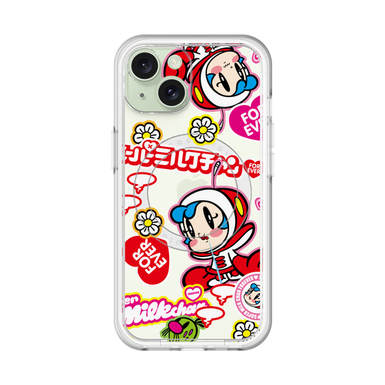 スリムプロテクションプレミアムケース with MagSafe［ スーパーミルクチャンFOREVER♥ - ロゴ＆キャラ ］