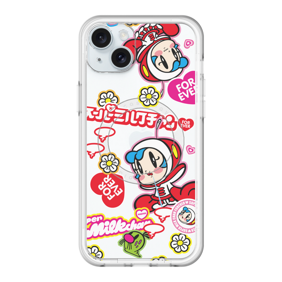 スリムプロテクションプレミアムケース with MagSafe［ スーパーミルクチャンFOREVER♥ - ロゴ＆キャラ ］