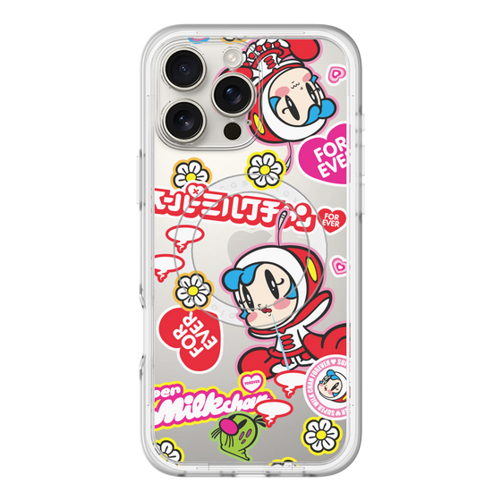 スリムプロテクションプレミアムケース with MagSafe［ スーパーミルクチャンFOREVER♥ - ロゴ＆キャラ ］