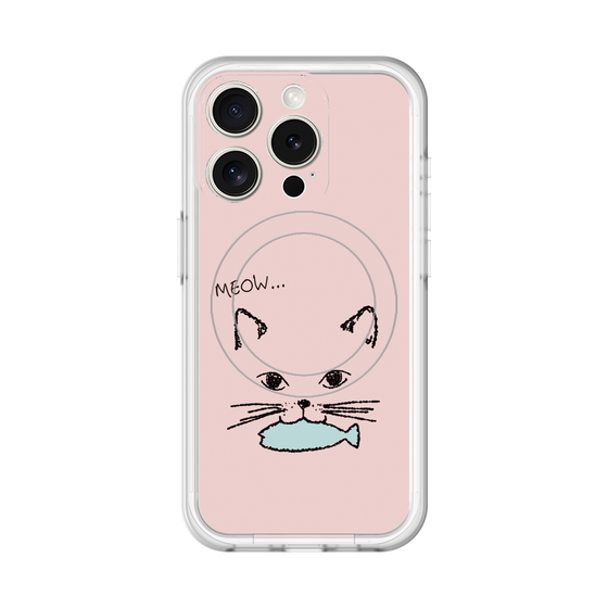 スリムプロテクションプレミアムケース with MagSafe［ 食いしん坊なねこ - Pink ］