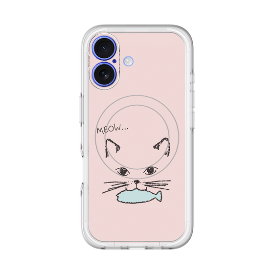 スリムプロテクションプレミアムケース with MagSafe［ 食いしん坊なねこ - Pink ］