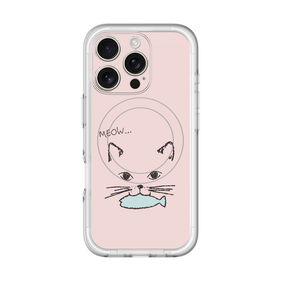 スリムプロテクションプレミアムケース with MagSafe［ 食いしん坊なねこ - Pink ］