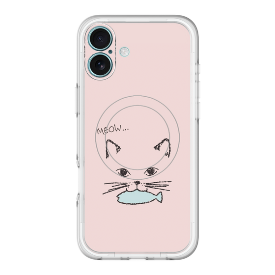 スリムプロテクションプレミアムケース with MagSafe［ 食いしん坊なねこ - Pink ］