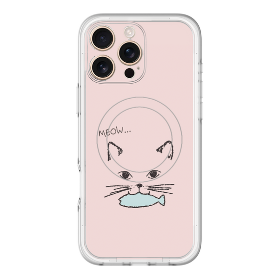 スリムプロテクションプレミアムケース with MagSafe［ 食いしん坊なねこ - Pink ］