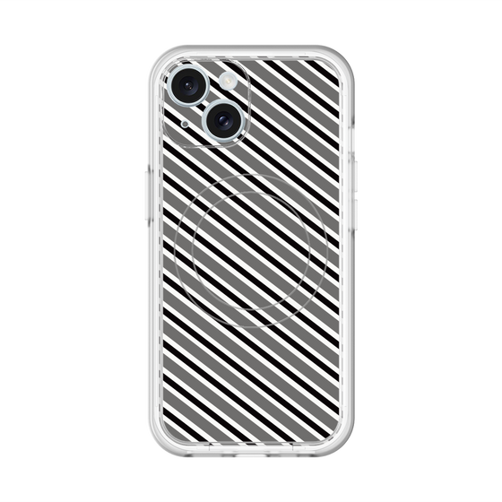 スリムプロテクションプレミアムケース with MagSafe［ Small Stripe - Gray × Black ］