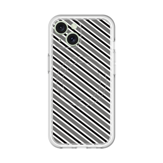 スリムプロテクションプレミアムケース with MagSafe［ Small Stripe - Gray × Black ］