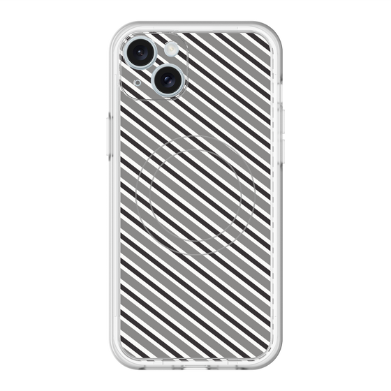 スリムプロテクションプレミアムケース with MagSafe［ Small Stripe - Gray × Black ］