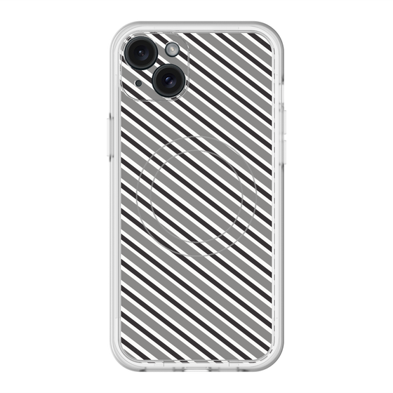 スリムプロテクションプレミアムケース with MagSafe［ Small Stripe - Gray × Black ］