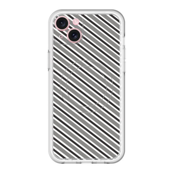 スリムプロテクションプレミアムケース with MagSafe［ Small Stripe - Gray × Black ］