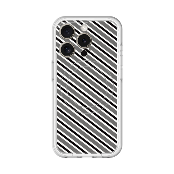 スリムプロテクションプレミアムケース with MagSafe［ Small Stripe - Gray × Black ］