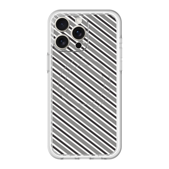 スリムプロテクションプレミアムケース with MagSafe［ Small Stripe - Gray × Black ］