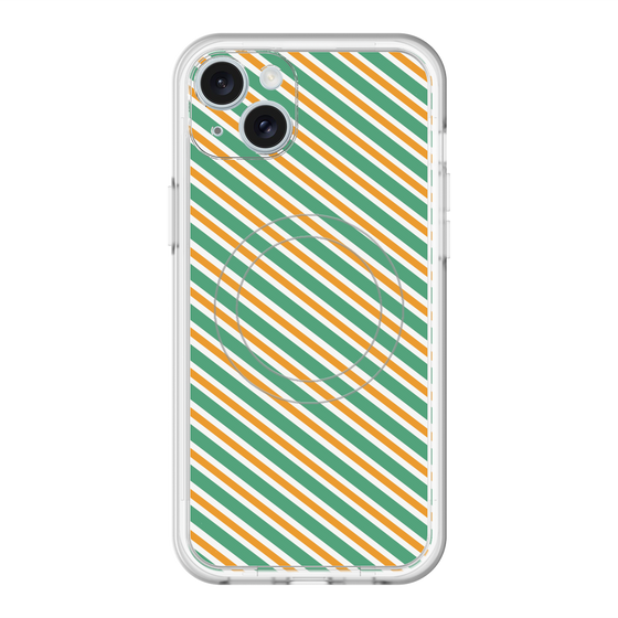 スリムプロテクションプレミアムケース with MagSafe［ Small Stripe - Green × Orange ］