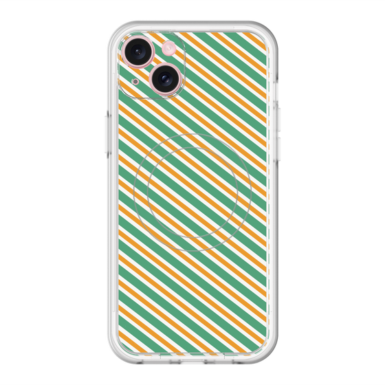 スリムプロテクションプレミアムケース with MagSafe［ Small Stripe - Green × Orange ］