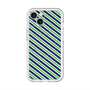 スリムプロテクションプレミアムケース with MagSafe［ Small Stripe - Navy × Green ］