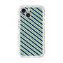 スリムプロテクションプレミアムケース with MagSafe［ Small Stripe - Navy × Green ］