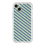 スリムプロテクションプレミアムケース with MagSafe［ Small Stripe - Navy × Green ］