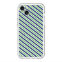 スリムプロテクションプレミアムケース with MagSafe［ Small Stripe - Navy × Green ］