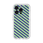 スリムプロテクションプレミアムケース with MagSafe［ Small Stripe - Navy × Green ］