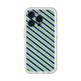 スリムプロテクションプレミアムケース with MagSafe［ Small Stripe - Navy × Green ］