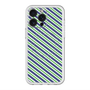 スリムプロテクションプレミアムケース with MagSafe［ Small Stripe - Navy × Green ］