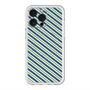 スリムプロテクションプレミアムケース with MagSafe［ Small Stripe - Navy × Green ］