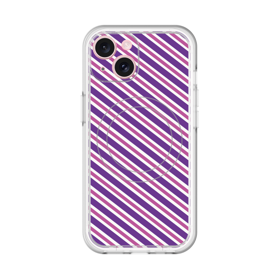 スリムプロテクションプレミアムケース with MagSafe［ Small Stripe - Purple × Pink ］
