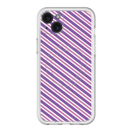スリムプロテクションプレミアムケース with MagSafe［ Small Stripe - Purple × Pink ］