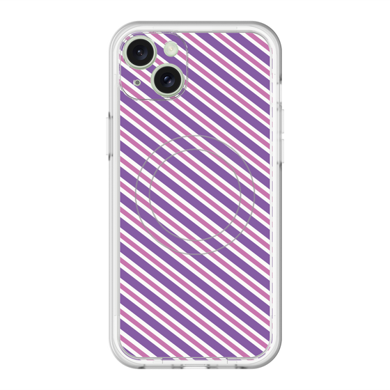 スリムプロテクションプレミアムケース with MagSafe［ Small Stripe - Purple × Pink ］